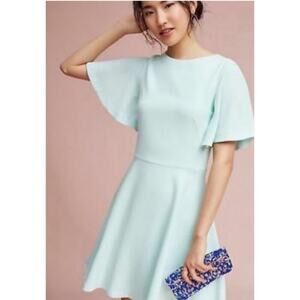 NWT Shoshanna Lovisa Mint Flutter Sleeve A-Line Dress, 8